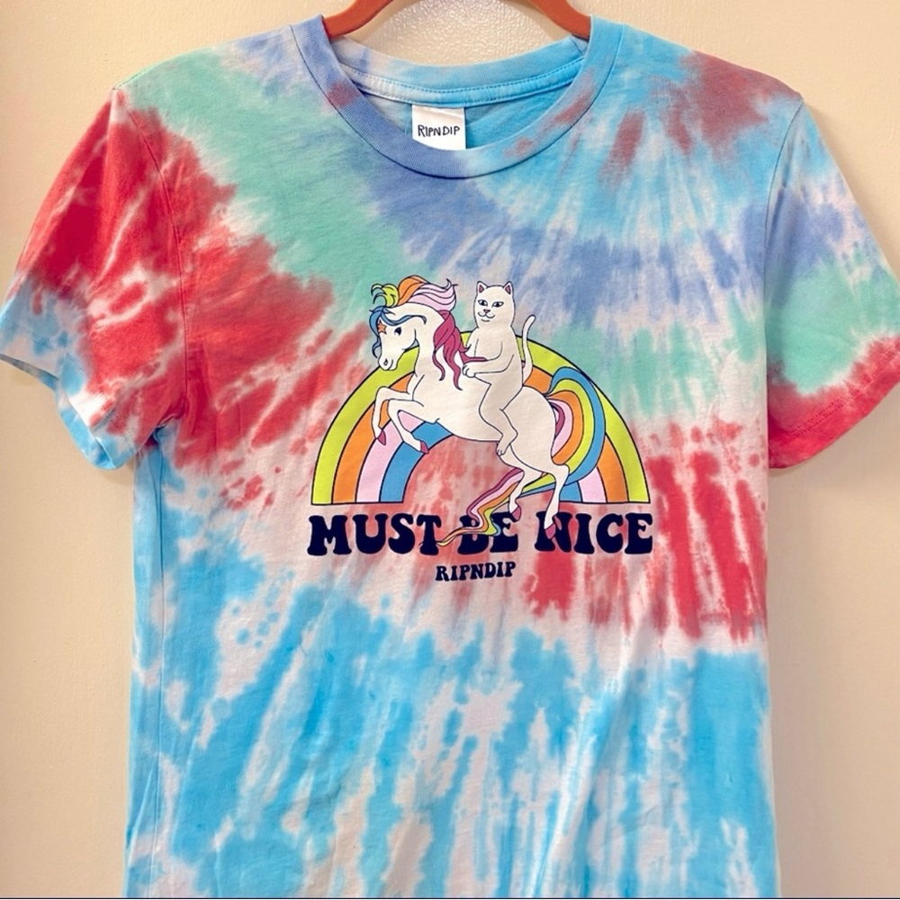 NWT RIPNDIP My Little Nermal Tie Dye T-Shirt 🌈 Must Be Nice Unicorn Women M/L